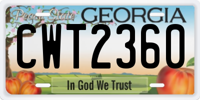 GA license plate CWT2360