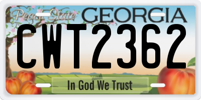 GA license plate CWT2362