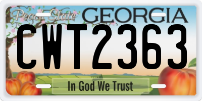 GA license plate CWT2363