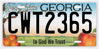 GA license plate CWT2365