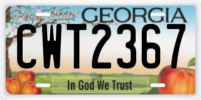 GA license plate CWT2367