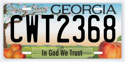 GA license plate CWT2368