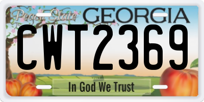 GA license plate CWT2369