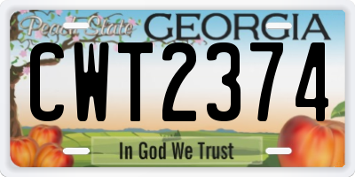 GA license plate CWT2374