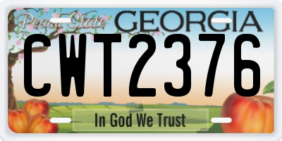 GA license plate CWT2376