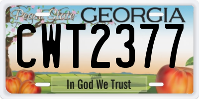 GA license plate CWT2377