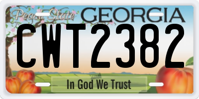 GA license plate CWT2382