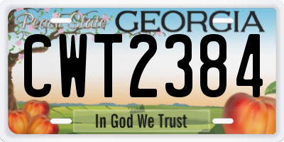 GA license plate CWT2384