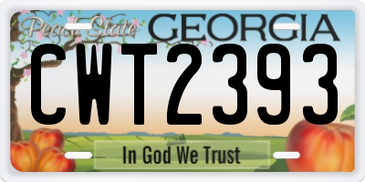 GA license plate CWT2393