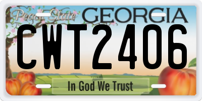 GA license plate CWT2406