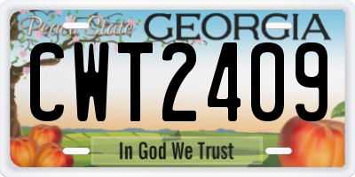 GA license plate CWT2409