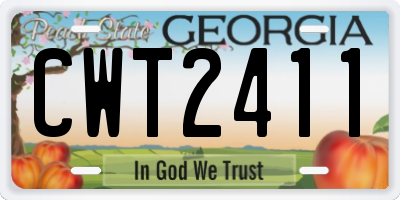GA license plate CWT2411