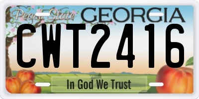 GA license plate CWT2416
