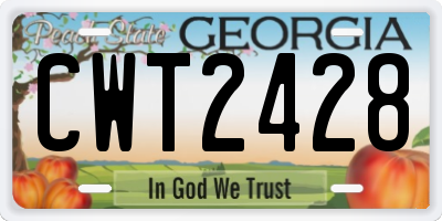 GA license plate CWT2428