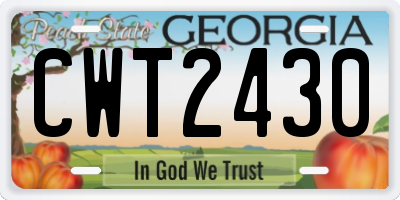 GA license plate CWT2430
