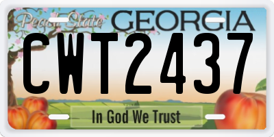 GA license plate CWT2437