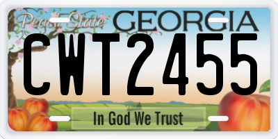 GA license plate CWT2455