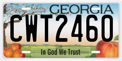 GA license plate CWT2460