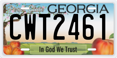 GA license plate CWT2461