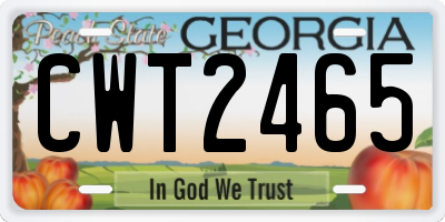 GA license plate CWT2465