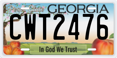 GA license plate CWT2476
