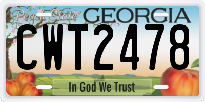 GA license plate CWT2478