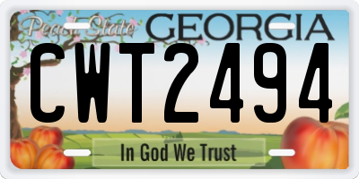 GA license plate CWT2494
