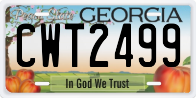GA license plate CWT2499