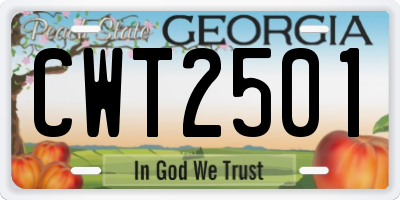 GA license plate CWT2501