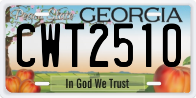 GA license plate CWT2510