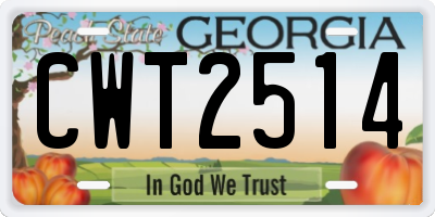 GA license plate CWT2514