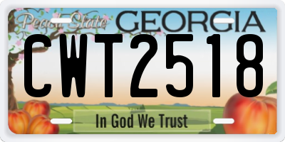 GA license plate CWT2518