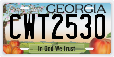 GA license plate CWT2530