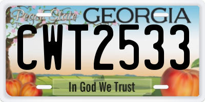 GA license plate CWT2533