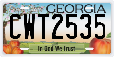 GA license plate CWT2535