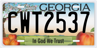 GA license plate CWT2537