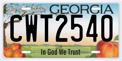 GA license plate CWT2540