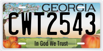GA license plate CWT2543