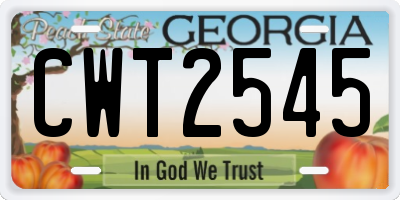 GA license plate CWT2545