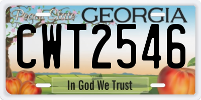 GA license plate CWT2546