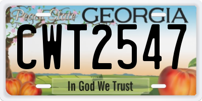 GA license plate CWT2547