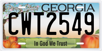 GA license plate CWT2549