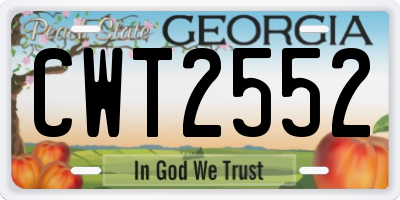 GA license plate CWT2552