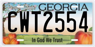 GA license plate CWT2554