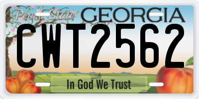 GA license plate CWT2562