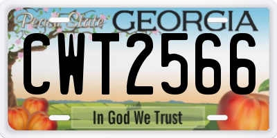 GA license plate CWT2566