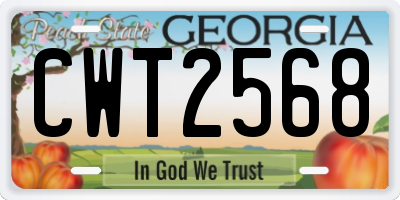 GA license plate CWT2568