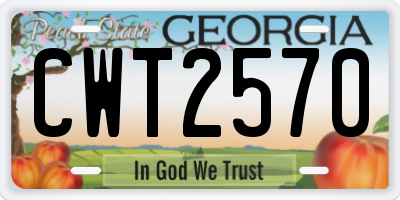 GA license plate CWT2570