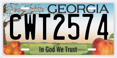 GA license plate CWT2574