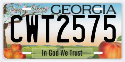 GA license plate CWT2575